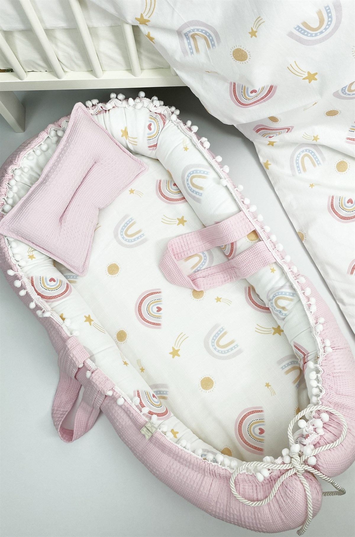 Pembe Gökkuşaklı Çift Taraflı Babynest