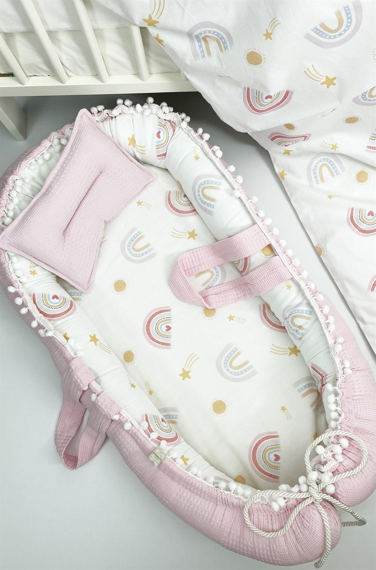 Pembe Gökkuşaklı Çift Taraflı Babynest