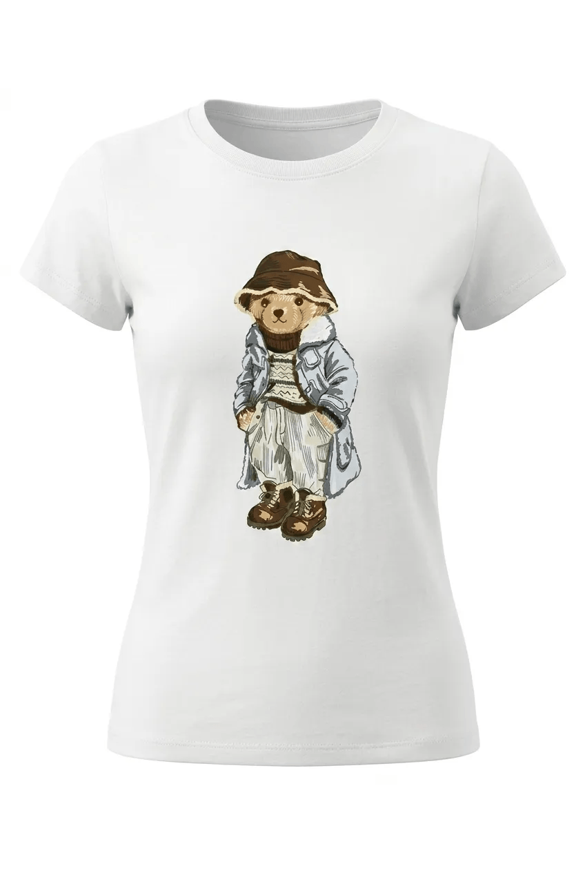 Beyaz Teddy Baskılı T-Shirt
