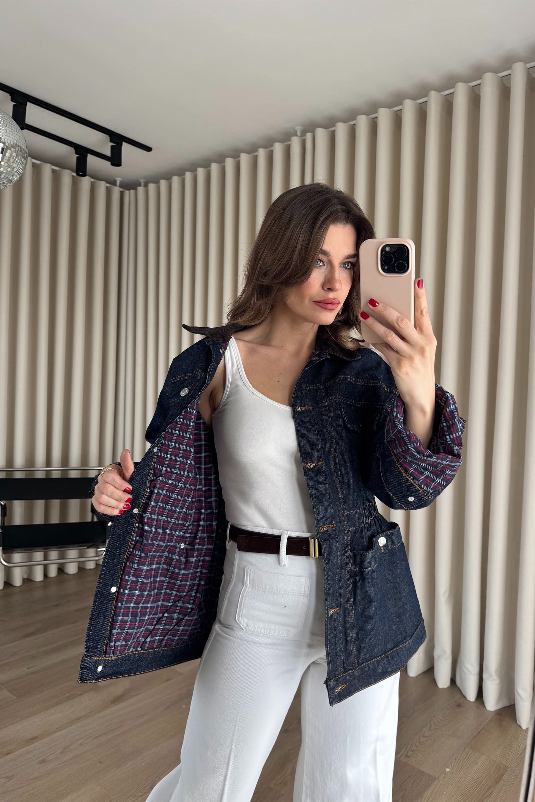 Lacivert Kahve Kadife Yaka Beli Lastikli Ceket