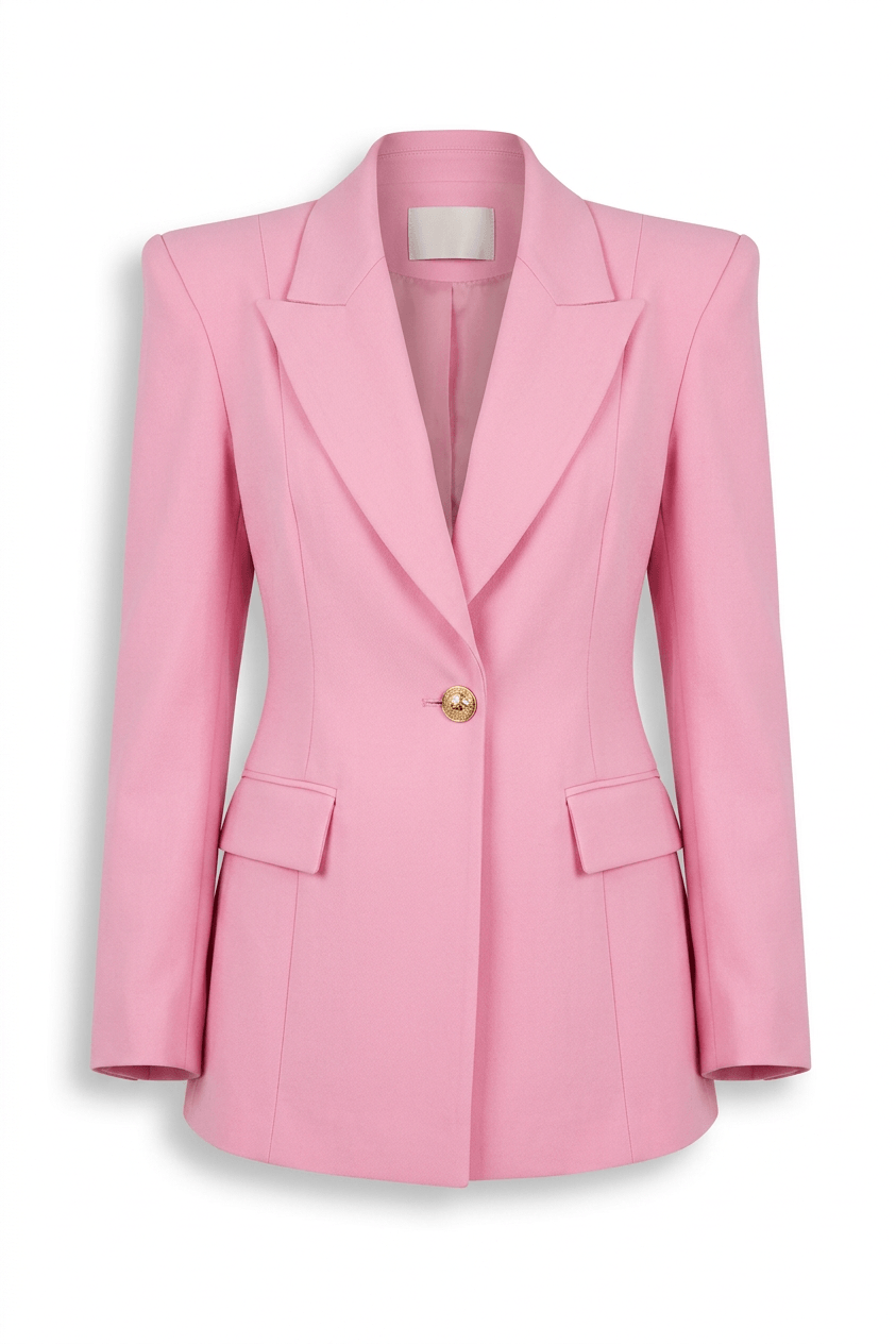 Pembe Belden Oturtmalı Premium Blazer Ceket