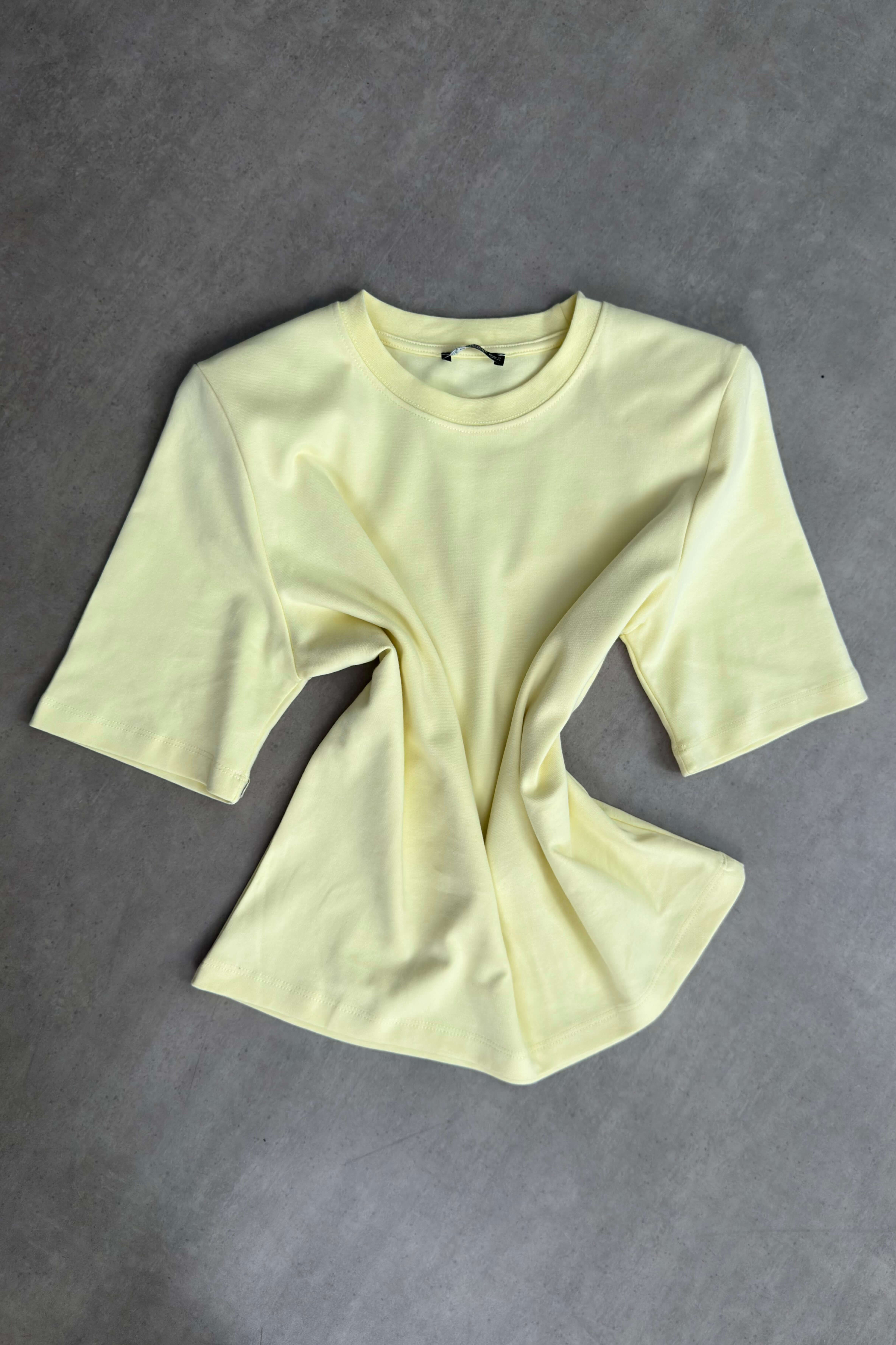 Sarı Oversize Vatkalı T-Shirt