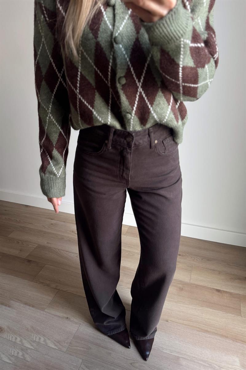 Acı Kahve Yüksek Bel Oversize Premium Jean