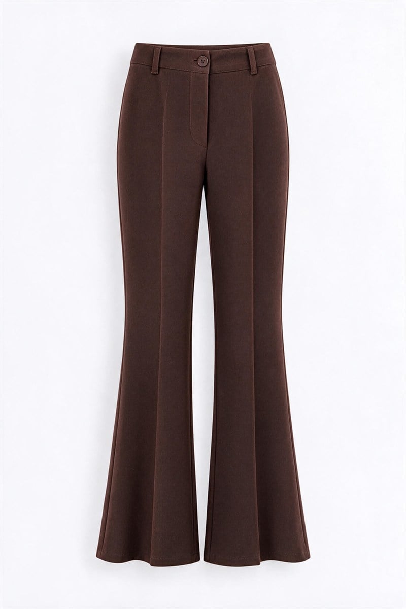 Koyu Kahve Kemerli Flare Model Pantolon