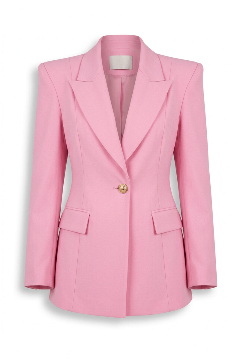 Pembe Belden Oturtmalı Premium Blazer Ceket