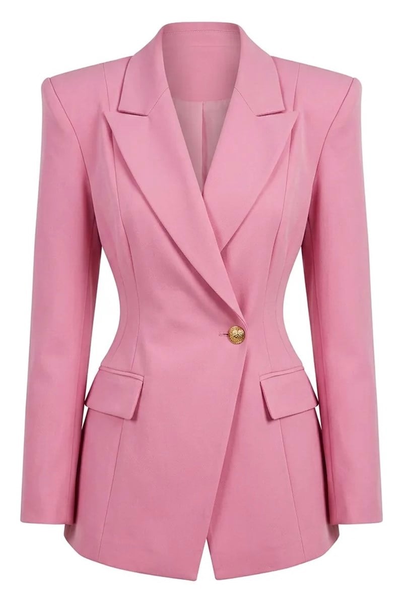 Pembe Belden Oturtmalı Premium Blazer Ceket