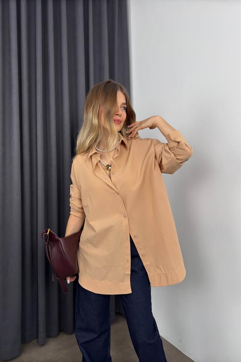 Sütlü Kahve Oversize Gömlek