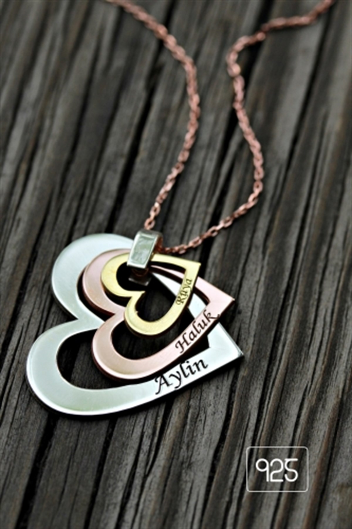 3 isim Kalp Kolye