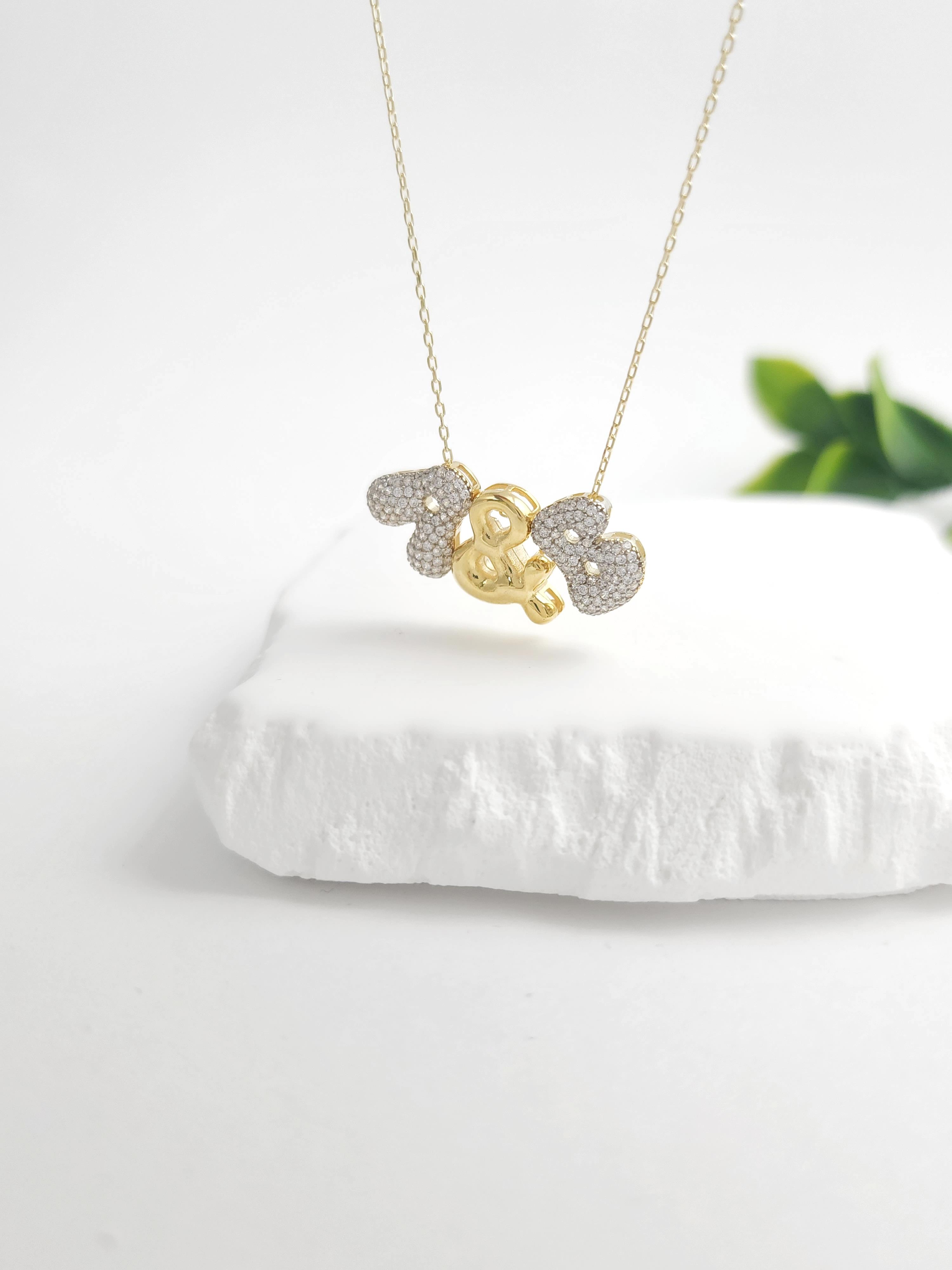 Çift Balon Harf Kolye