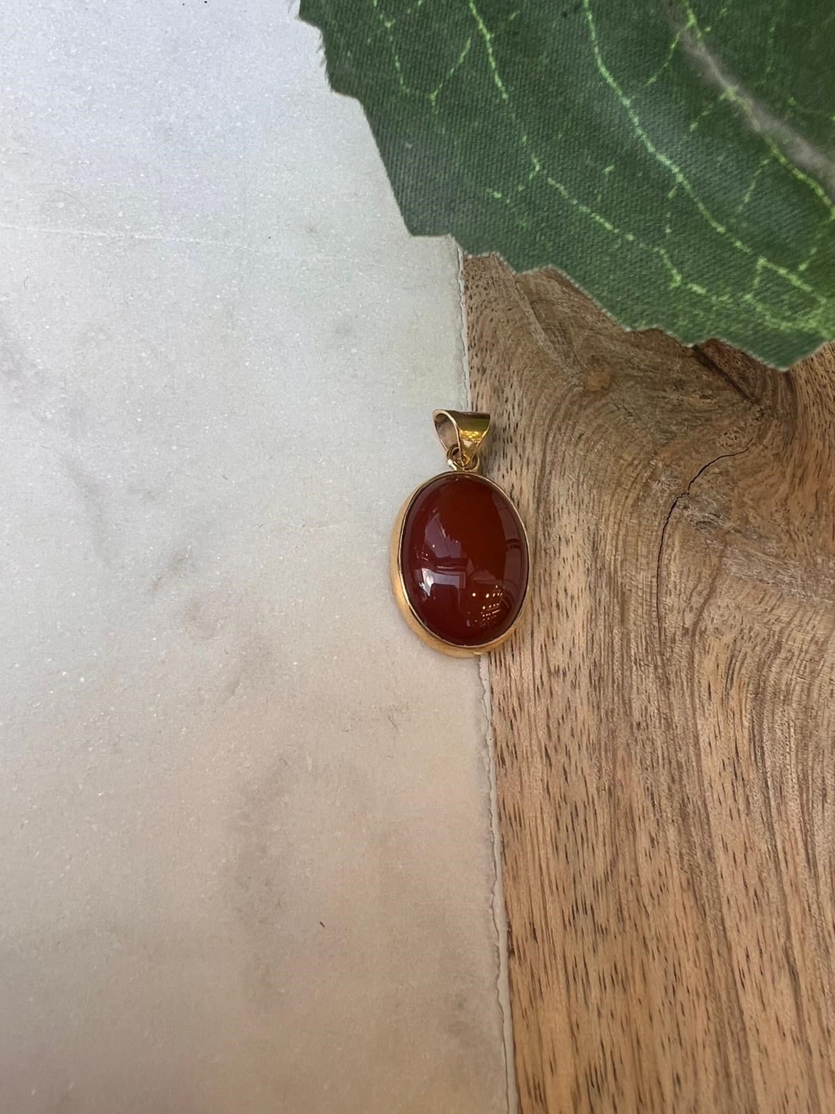 Doğal ( Kahverengi Akik ) Taş Kolye ( Tek Uç -2.5 cm )
