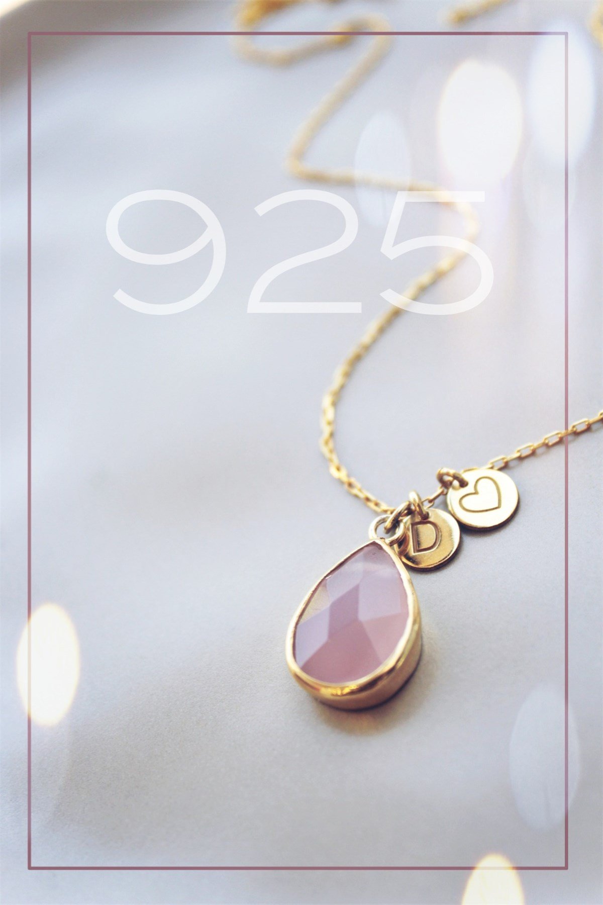 Doğal Taş Harf Kalp Kolye