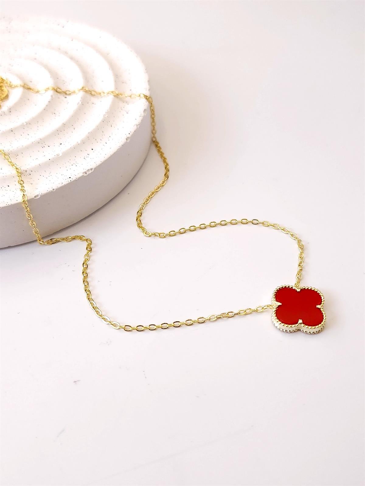 Doğal Taş Yonca Kolye