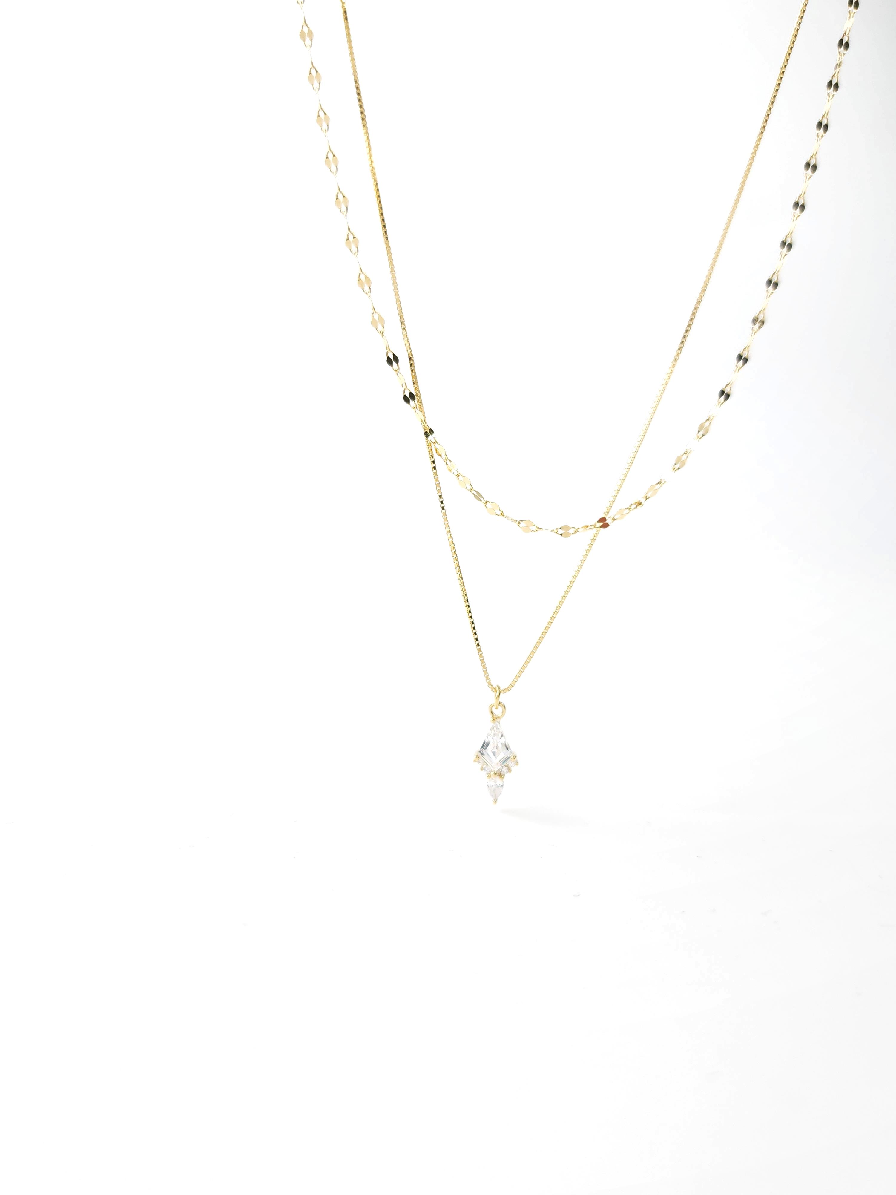 İtalyan Çift Sıra Zirkon Kollye