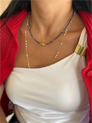 Doğaltaş ( Lapis ) Kalp Kolye