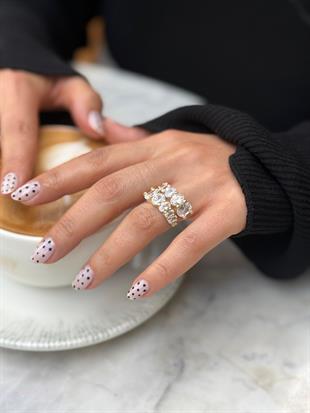 İtalyan Çift Sıra Doğaltaş Yüzük