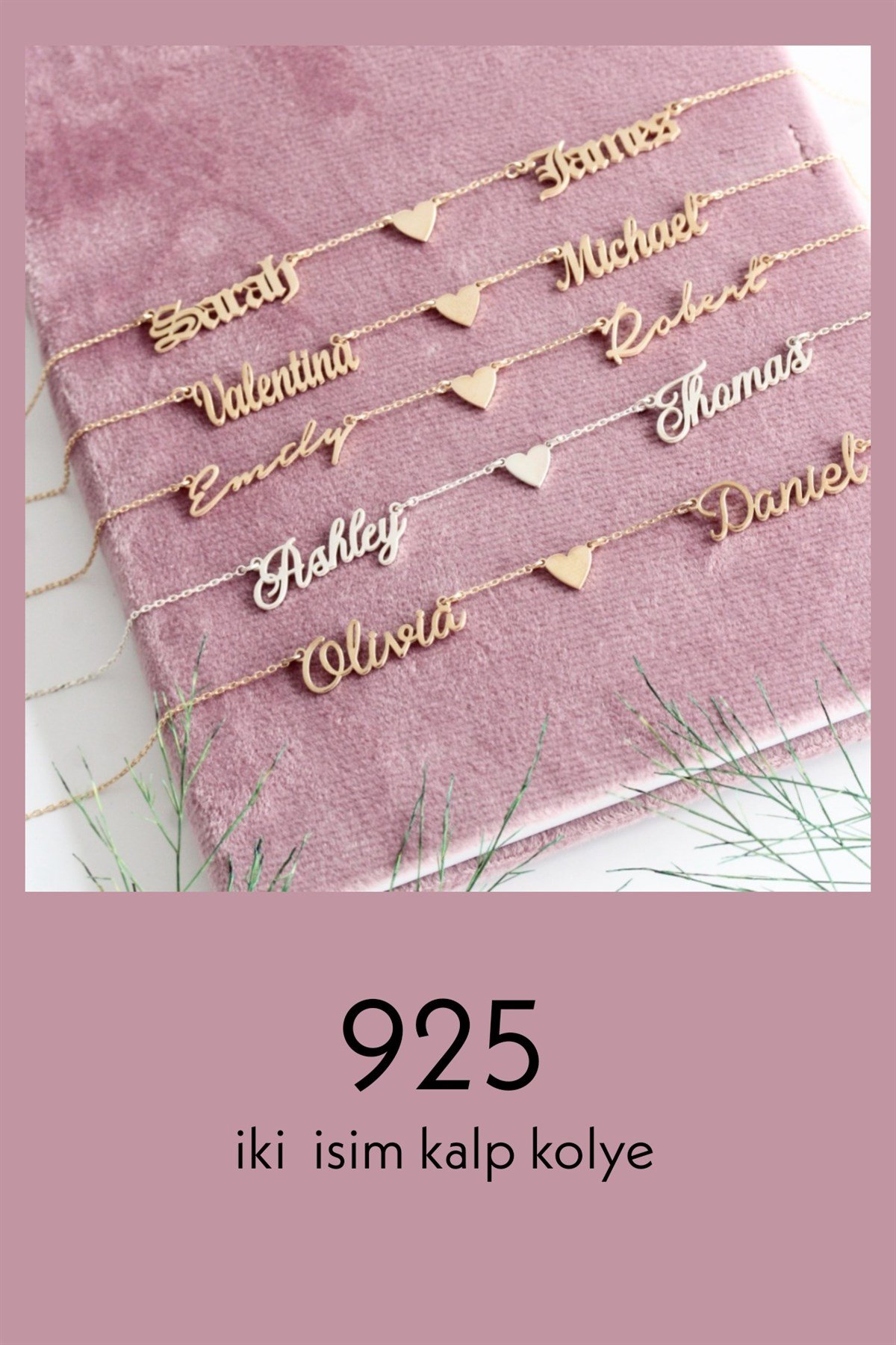 2 İsim Kalp Kolye