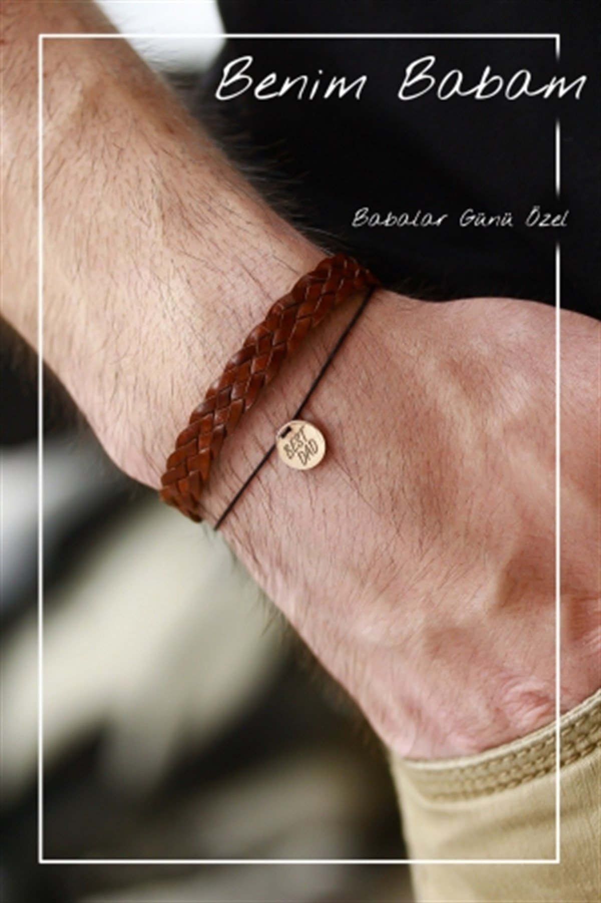 Best Dad Bileklik Siyah İp