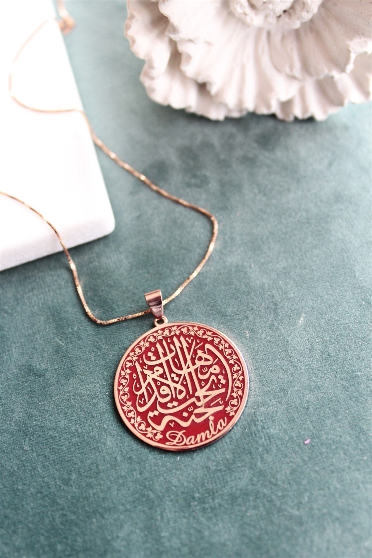 Cennet ANNEM Kolye & Kırmızı ( 45+5 cm Düz Zincir )