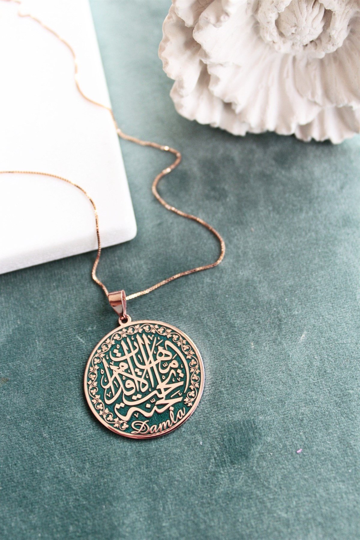 Cennet ANNEM Kolye & Koyu Yeşil ( 45+5 cm Düz Zincir )