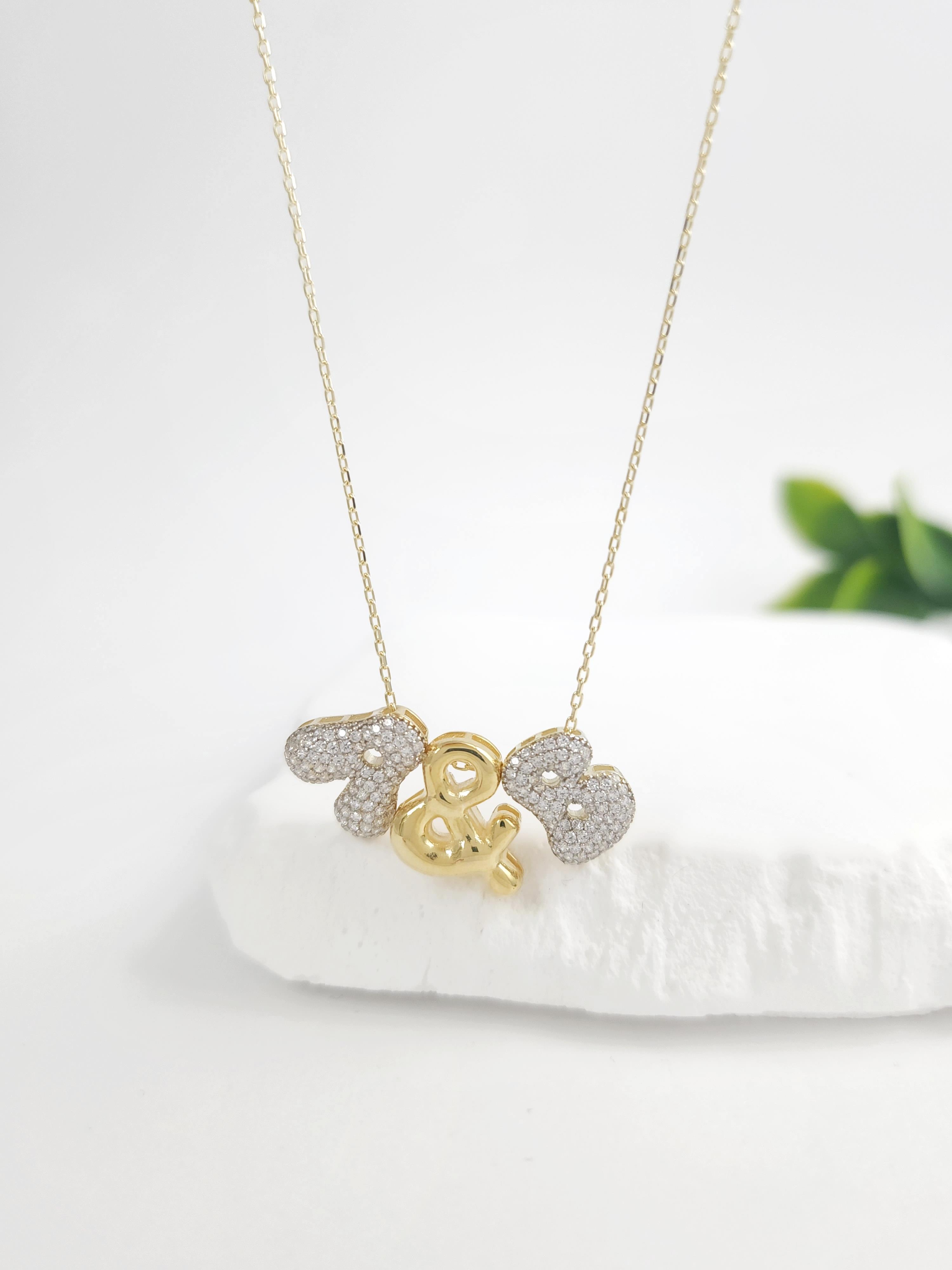 Çift Balon Harf Kolye