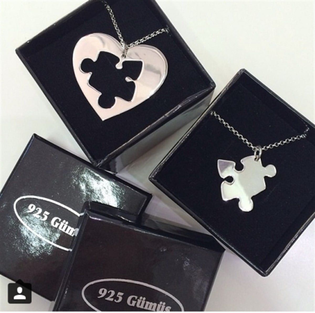 Çift Puzzle Kolye