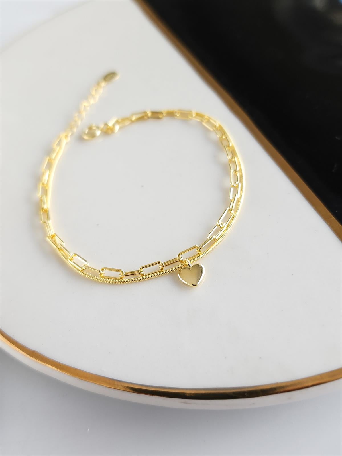 Çift Sıra Kalp Bileklik