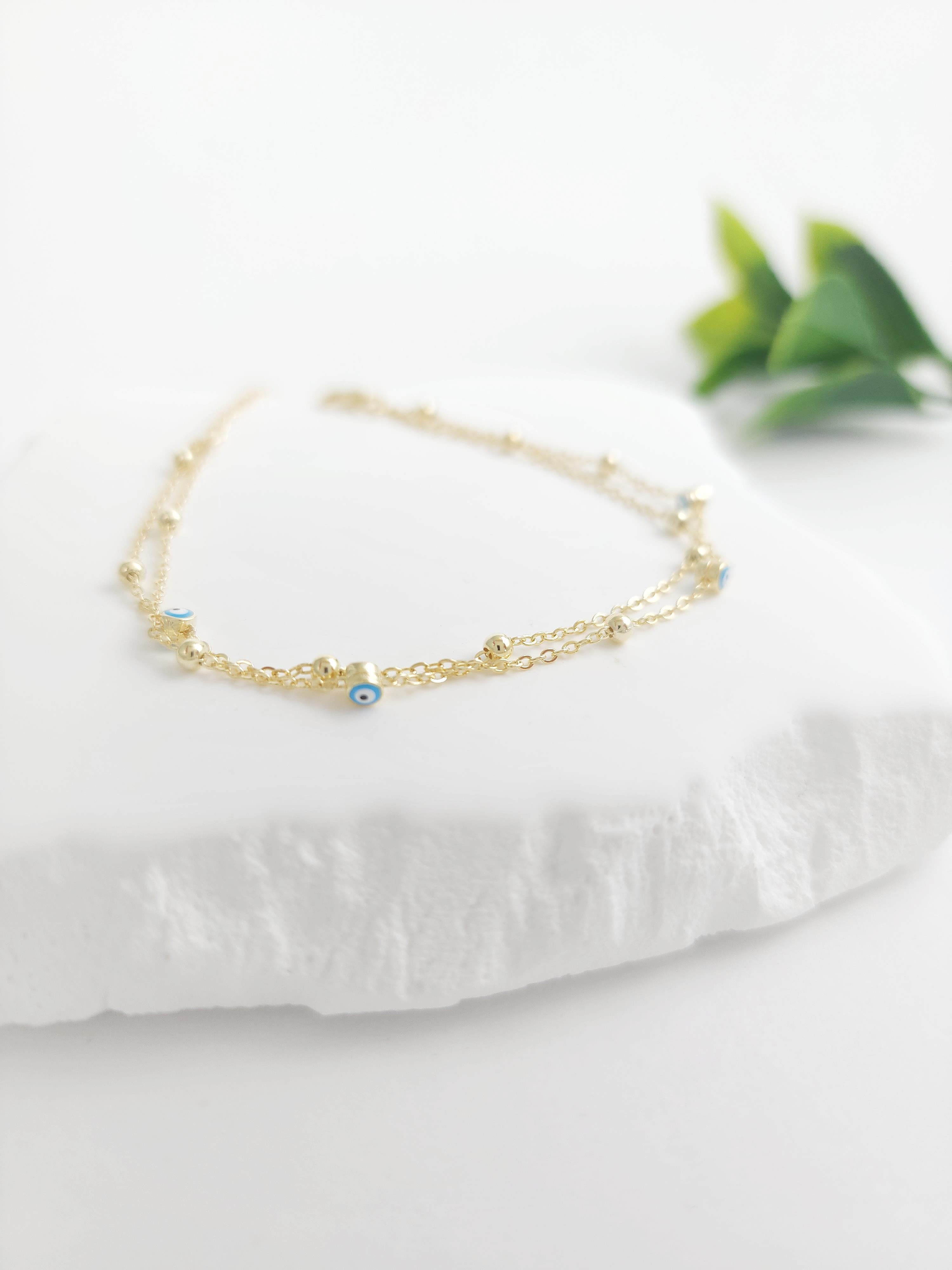 Çift Sıra Nazar Göz Bileklik