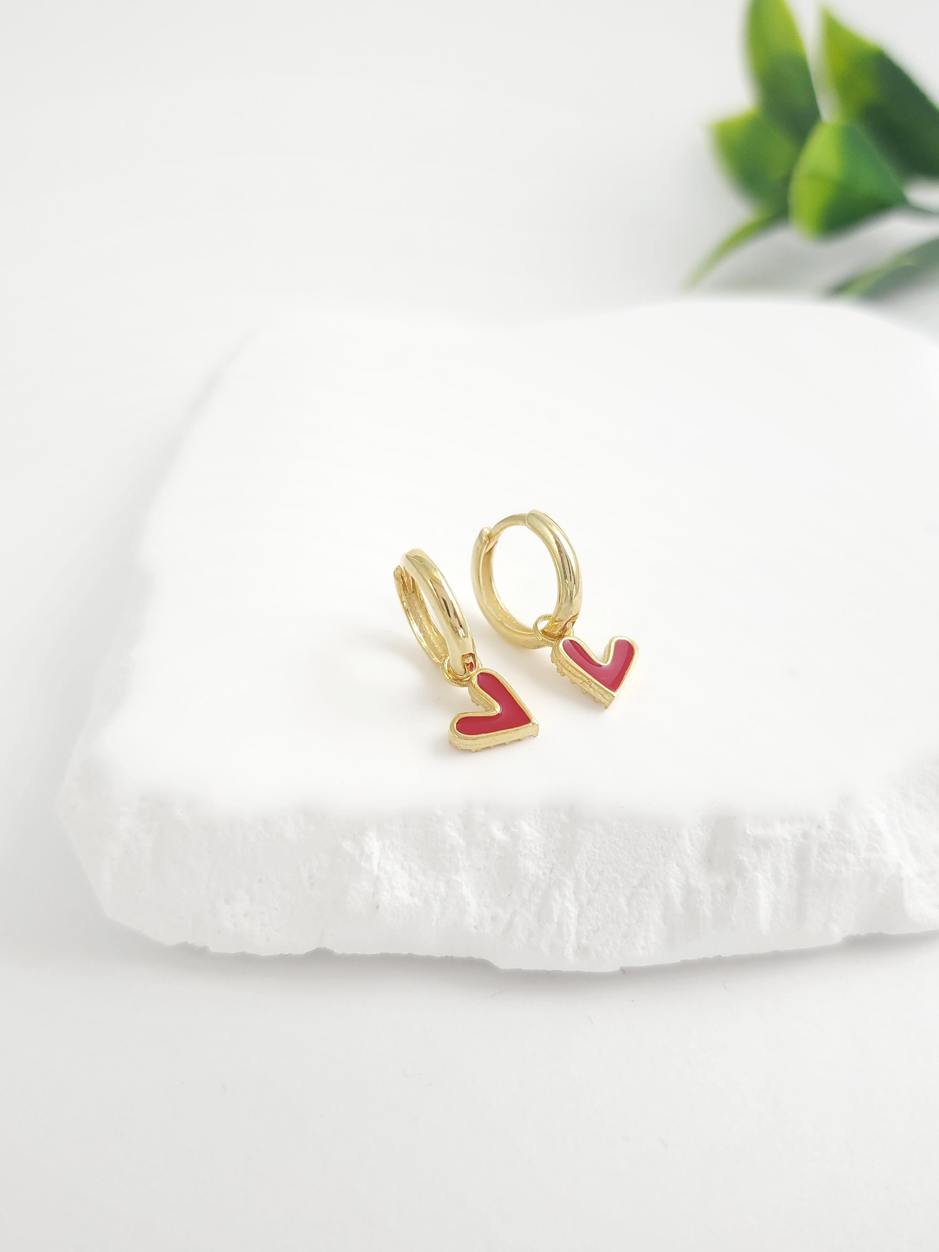 Çift Taraflı Kalp Halka Küpe