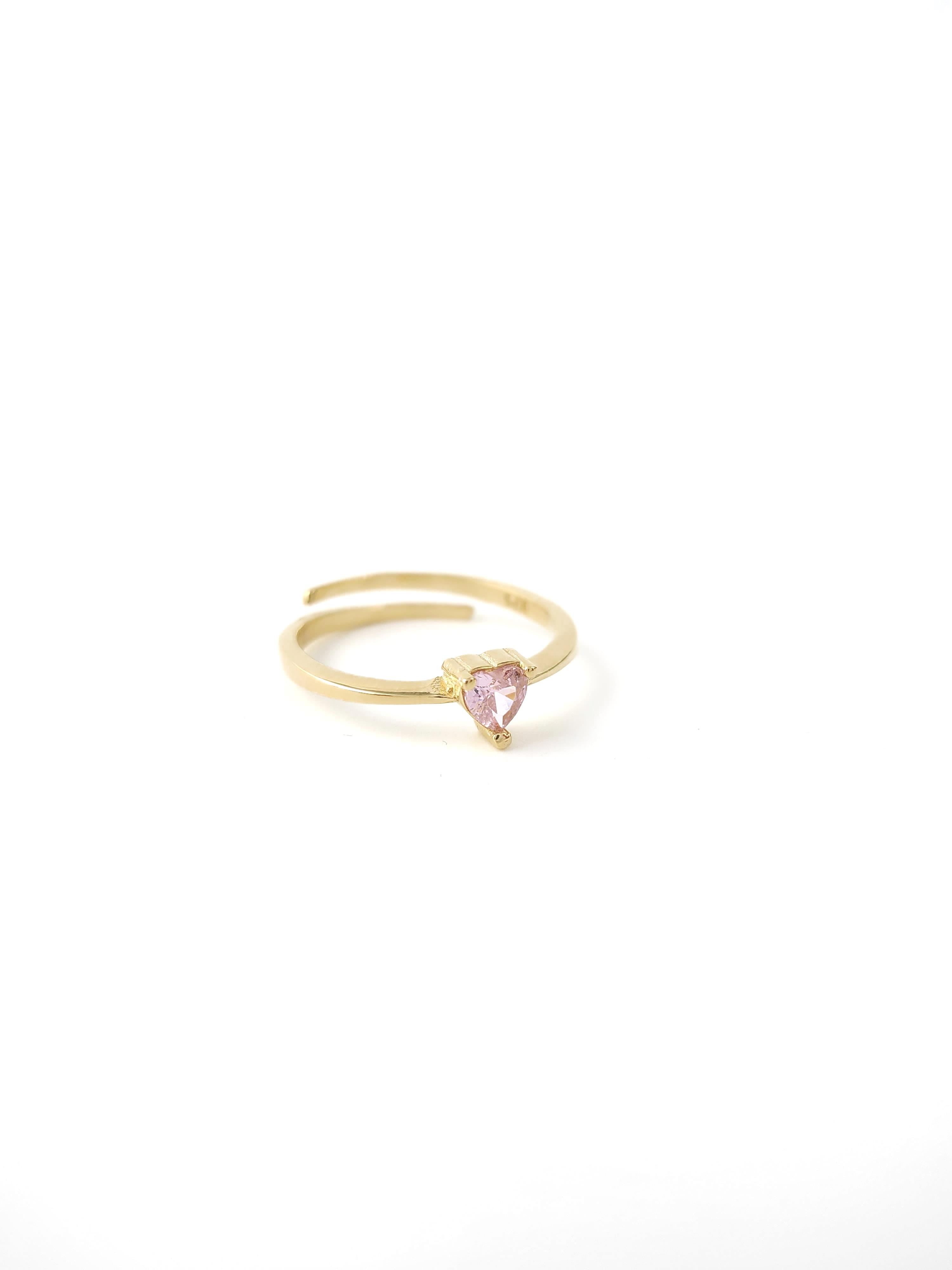 Doğal Taş Minimal Kalp Yüzük