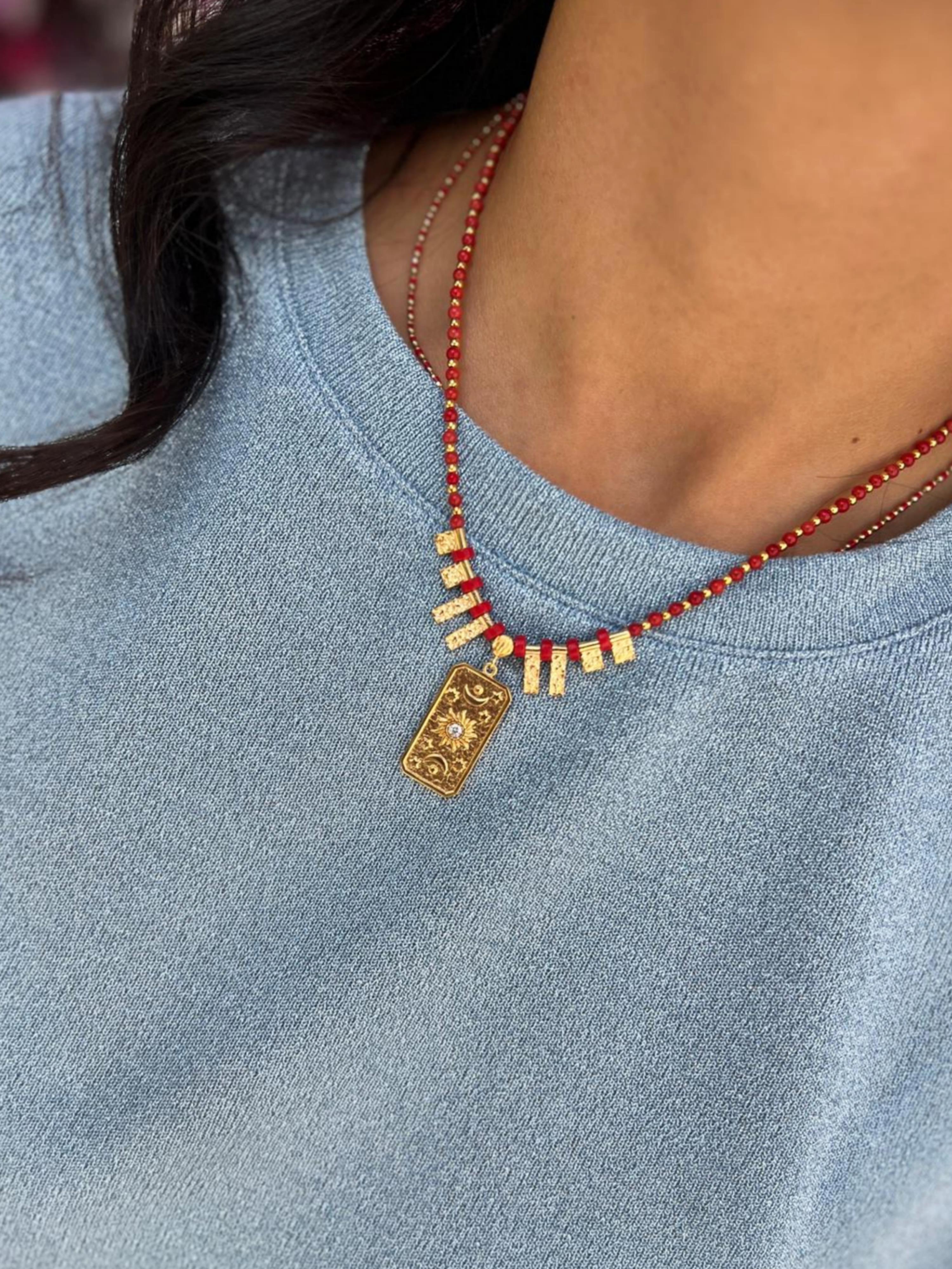 Doğal Taş Plaka Tasarım Kolye