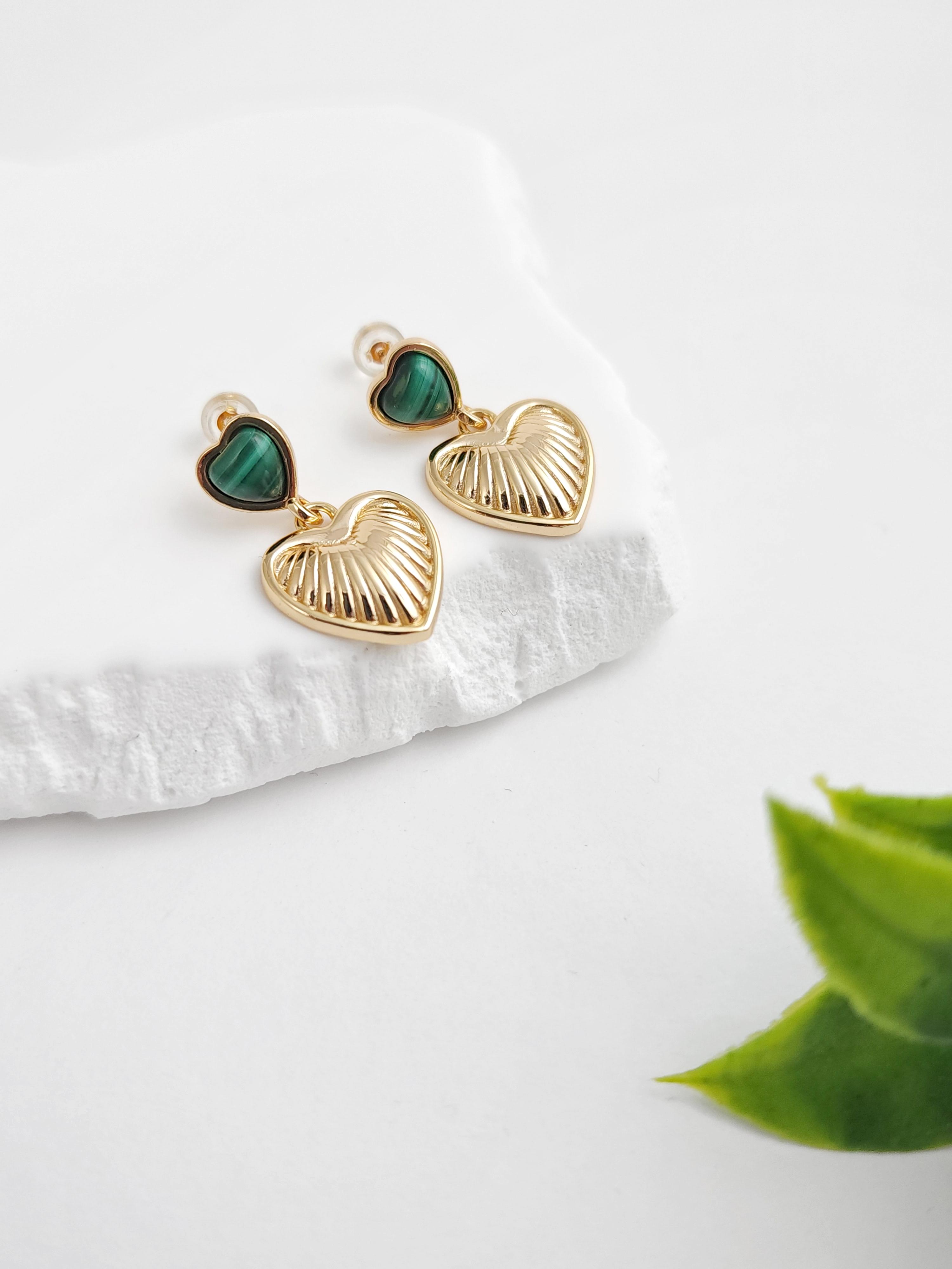 Doğal Taş Tasarım Kalp Küpe