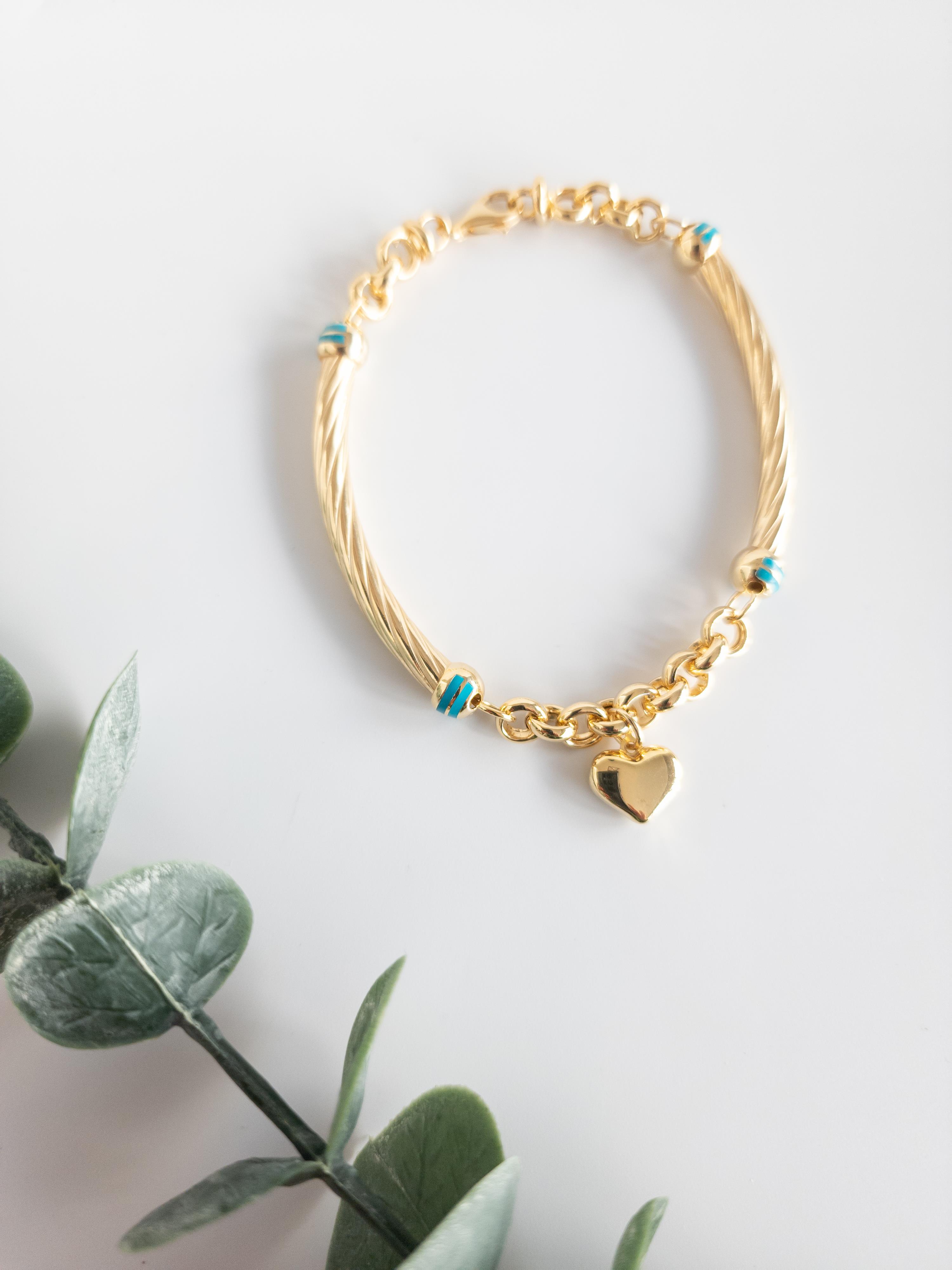 İtalyan Çift Burgu Balon Kalp Chain Bileklik