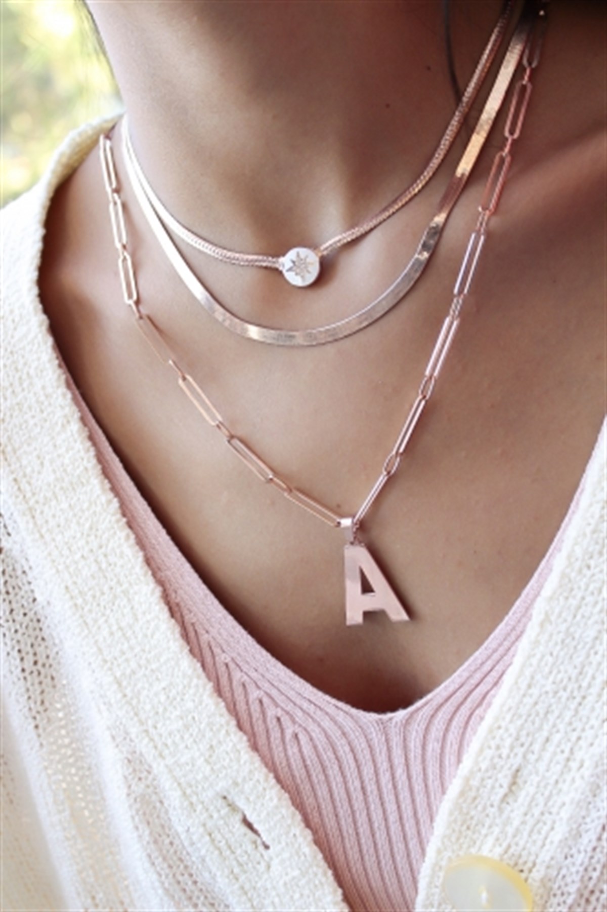 Kalın İtalyan Zincir Harf Kolye