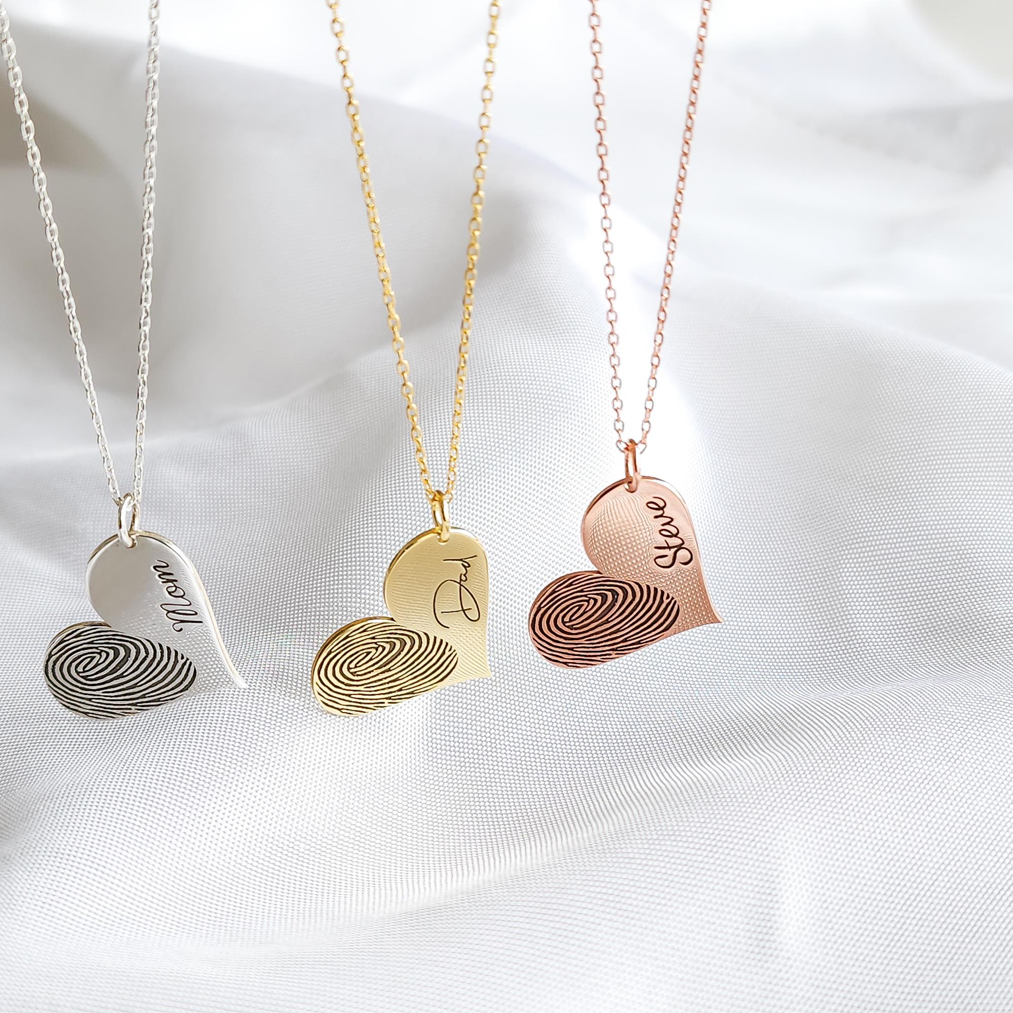 Parmak İzi Kalp Kolye