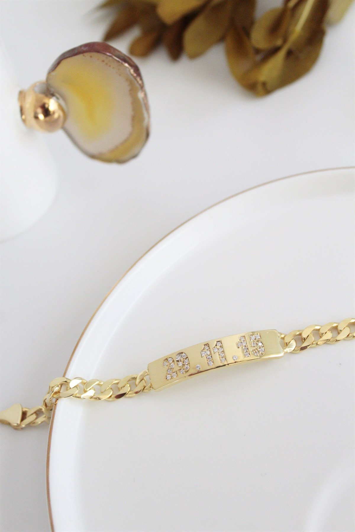 Zirkon Tarih Plaka Kolye ( 925 Özel )