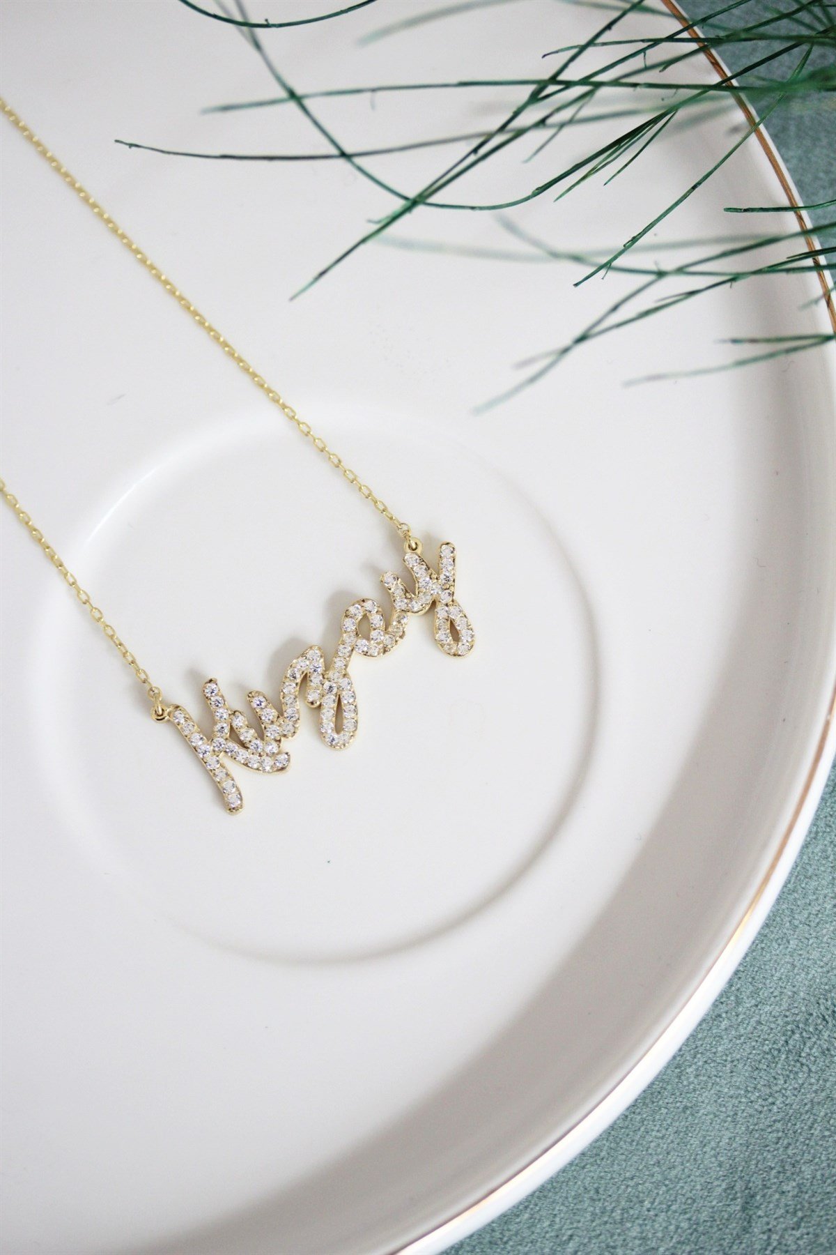 Zirkon Taş İsim Kolye