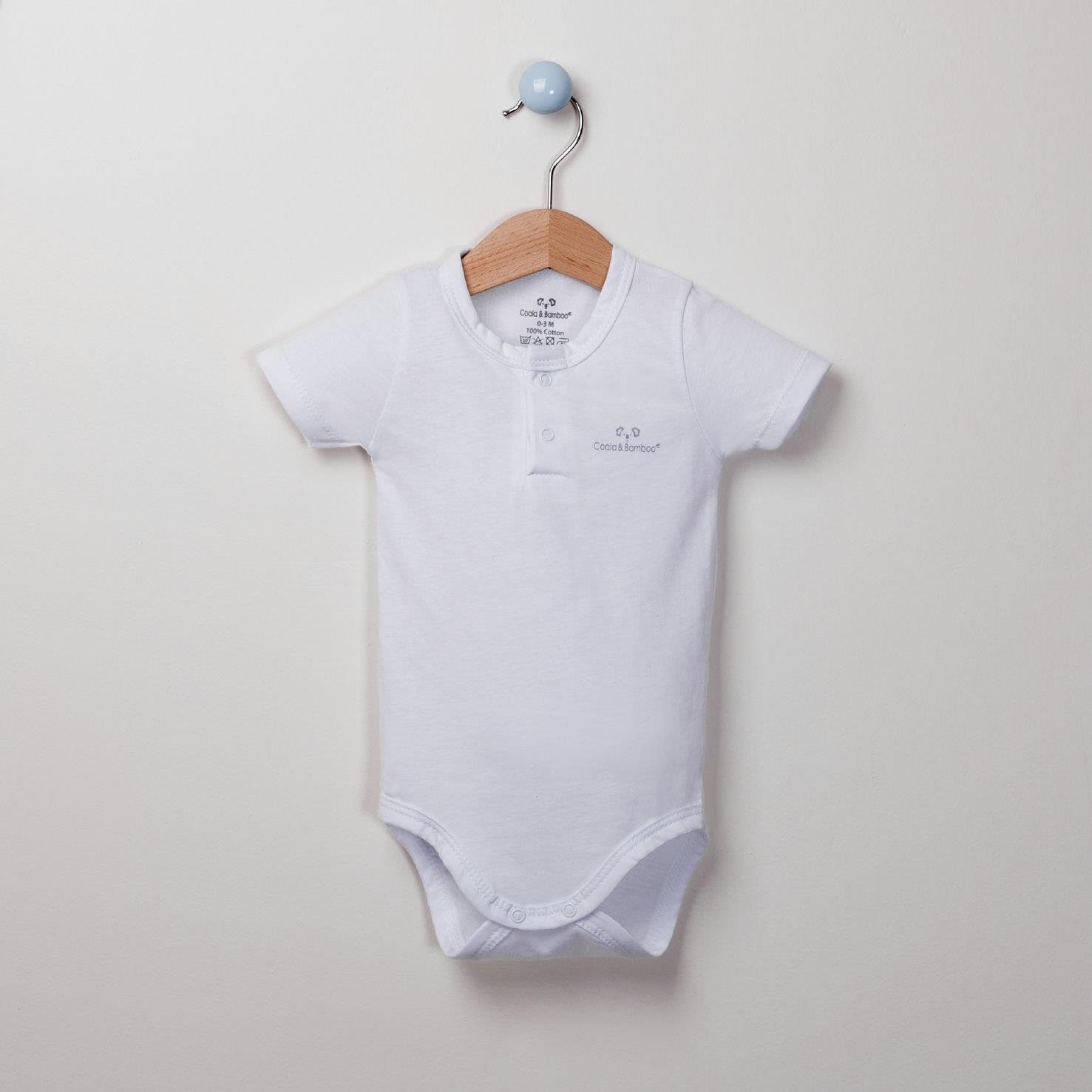 Coala Bamboo Kısa Kollu Pamuklu Body / Beyaz