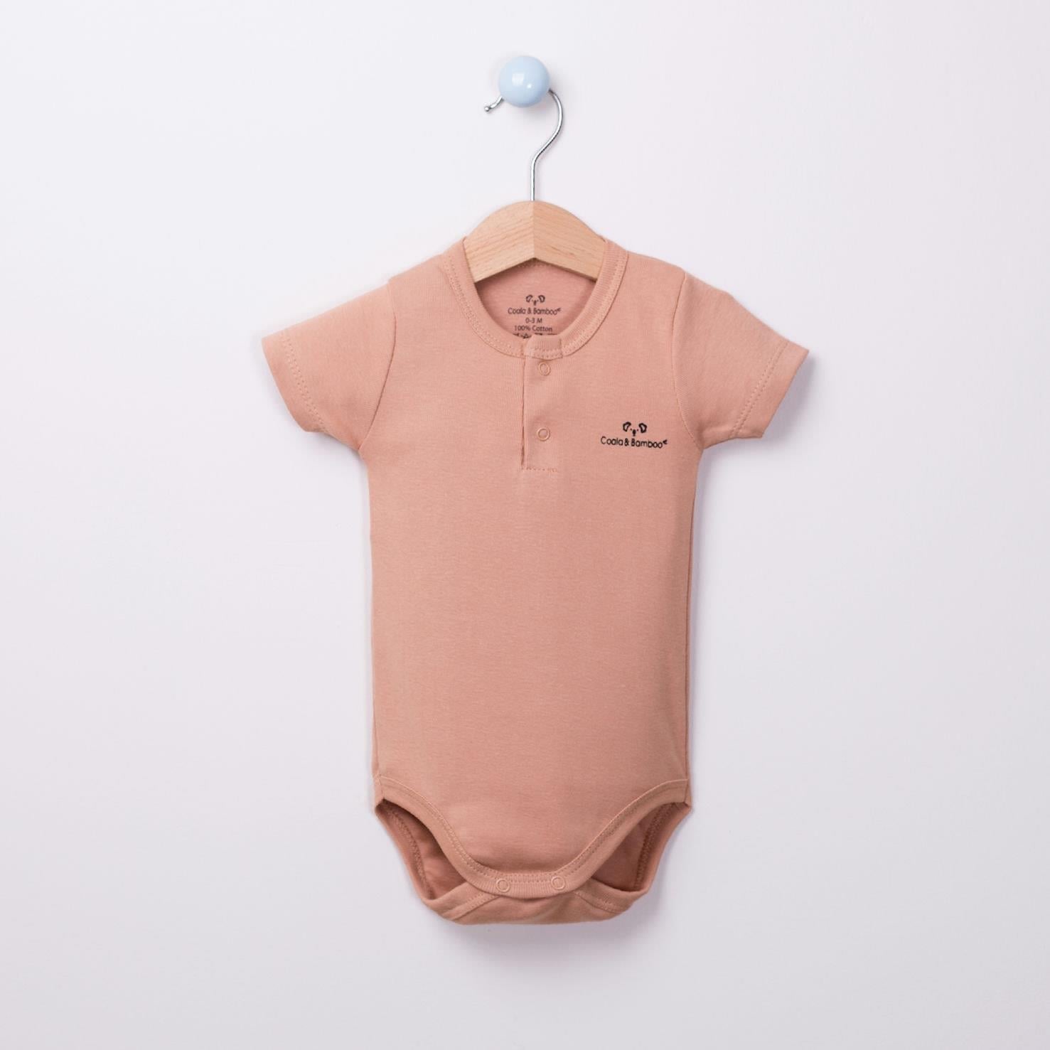 Coala Bamboo Kısa Kollu Pamuklu Body / Pudra Pembe