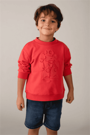 Mayoral Erkek Çocuk Robot Kabartmalı Sweatshirt Kırmızı