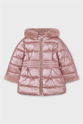 Mayoral Kız Çocuk Pembe Peluş Detaylı Kapüşonlu Şişme Mont