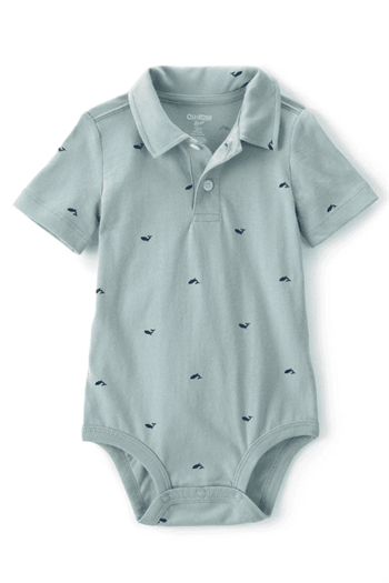 OshKosh Balina Baskılı Polo Yaka Shortall Tulum Body Erkek Bebek