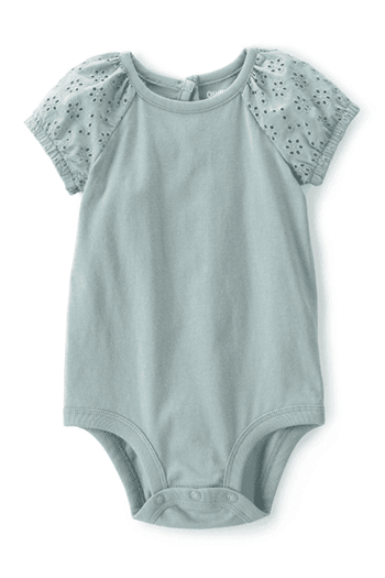 OshKosh Fisto Kollu Çıtçıtlı Tulum Body Kız Bebek Adaçayı Yeşili