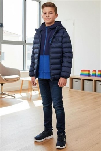 United Colors of Benetton Çocuk Polar Astarlı Pufa Mont-Lacivert