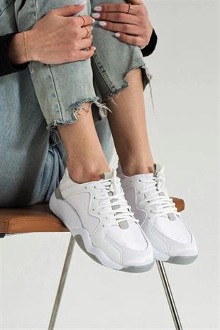 Logan Beyaz Bağcıklı Kadın Spor Ayakkabı