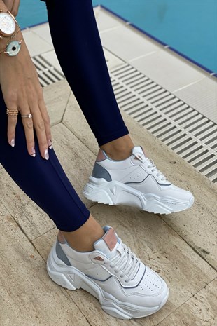 Vesli Beyaz Mavi Pudra Kadın Spor Ayakkabı
