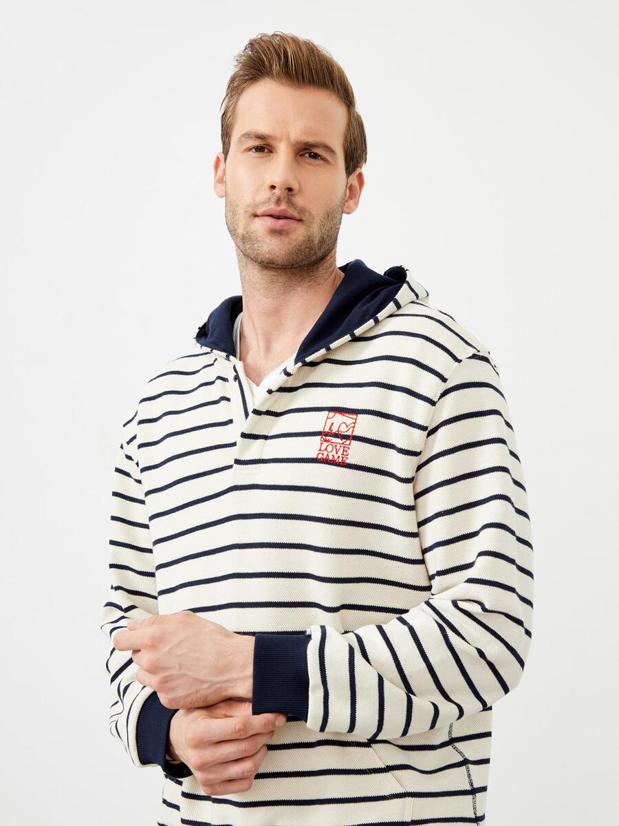 ÇİZGİLİ KAPŞONLU SWEATSHIRT