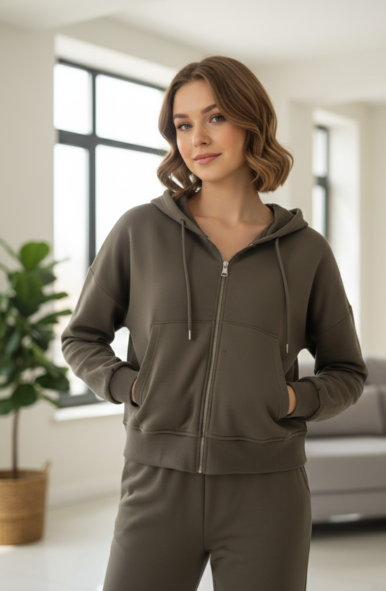 KAPŞONLU FERMUARLI SWEAT