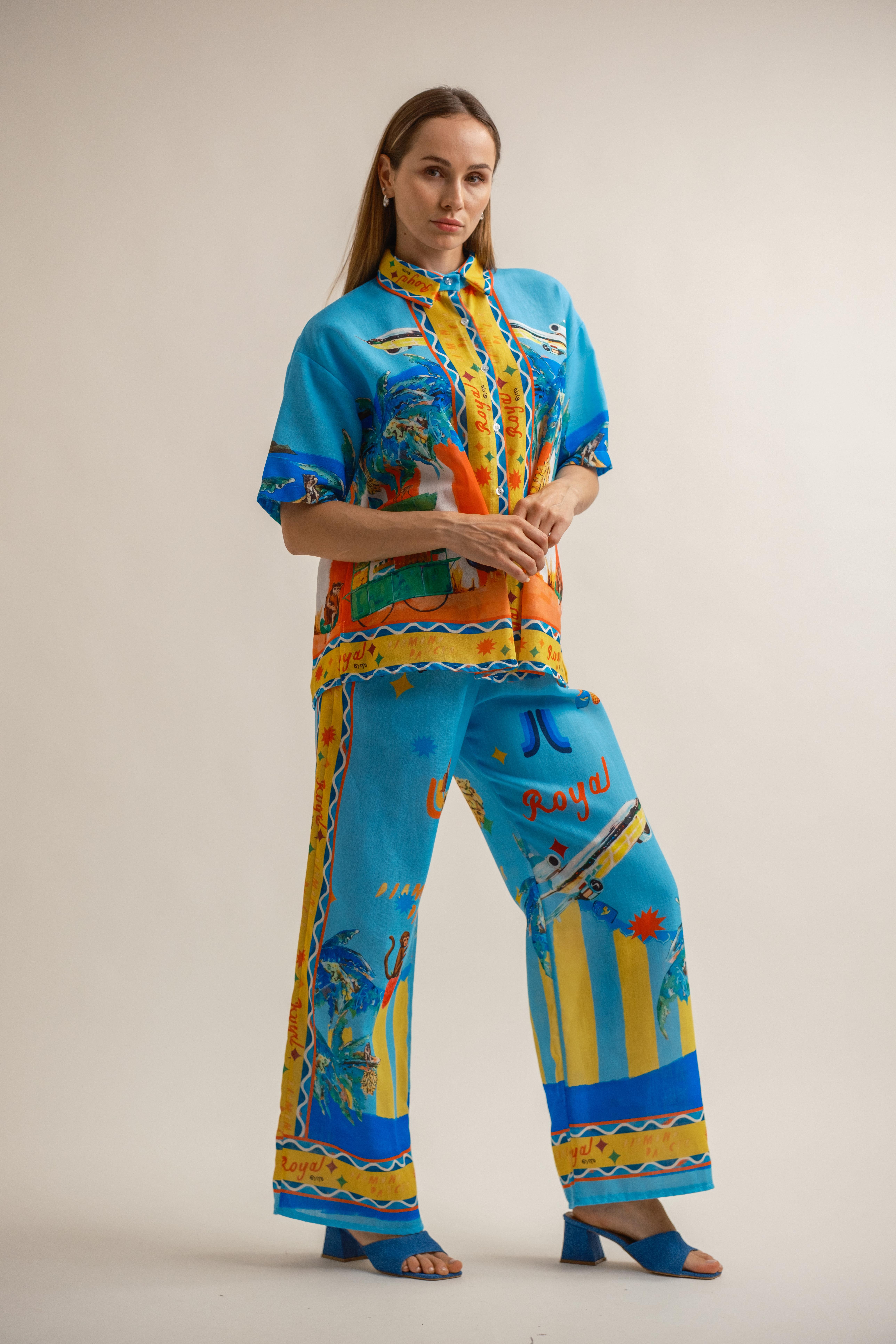 MAYMUN DESENLİ BOL KESİM PANTOLON