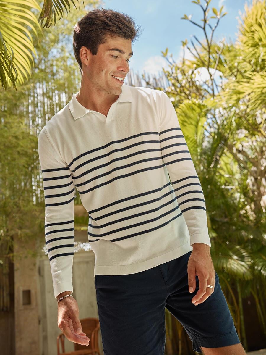 POLO YAKA ÇİZGİLİ KAZAK