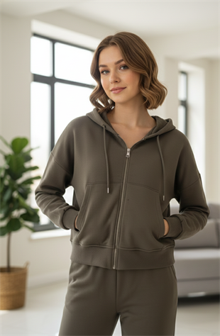 KAPŞONLU FERMUARLI SWEAT